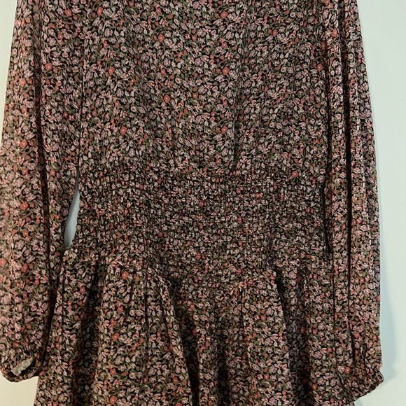 Aqua Polyester Floral Drop Waist Mini Dress Size Large - Picture 2 of 8